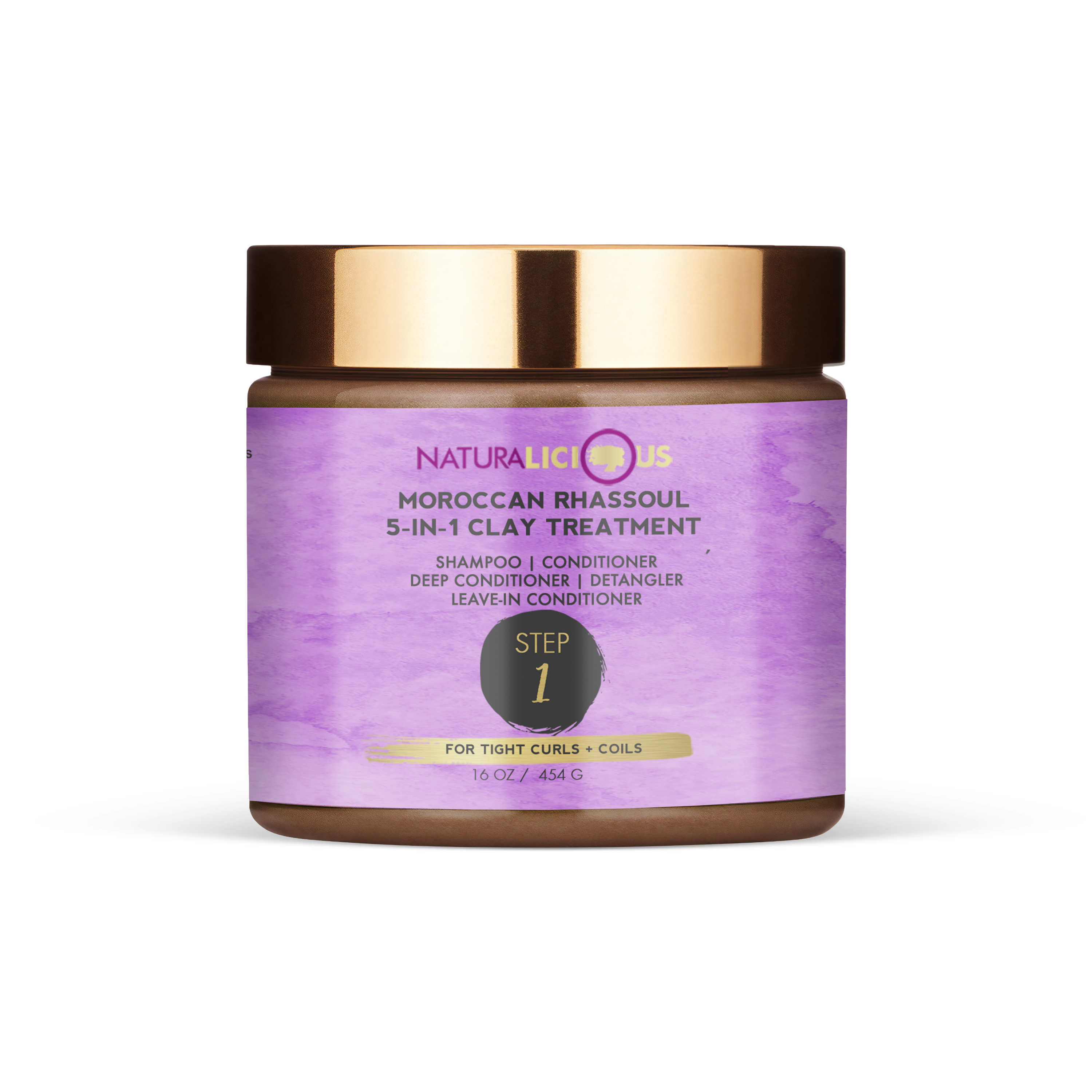 Step 1: Moroccan Rhassoul 5-in-1 Clay Treatment (For Tight Curls)