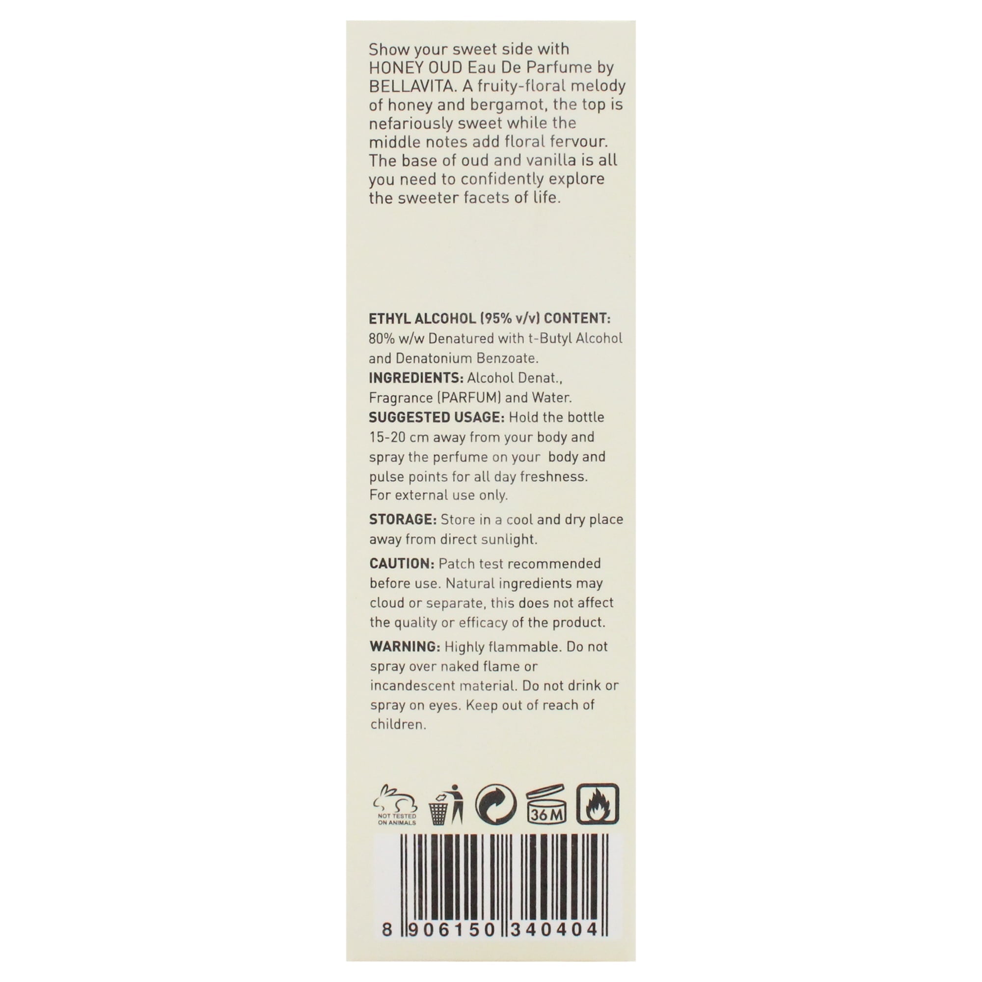 BellaVita Honey Oud Eau De Parfum Unisex Perfume 100ml