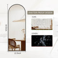 Black 64-inch Full Length Arched Floor Mirror with Stand and Wall Hanging Screws